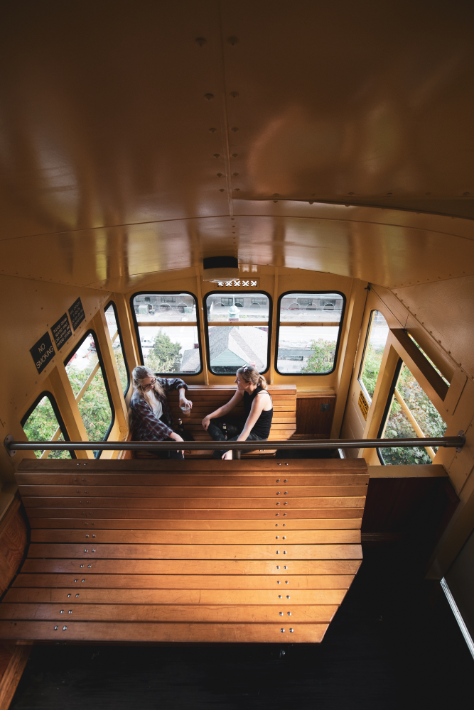 A photo of the inside of the Monongahela Incline