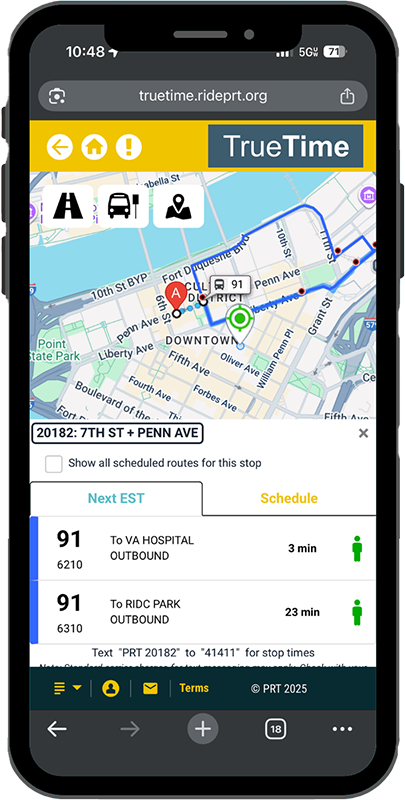 A graphic of a phone showing trip planning functionality.