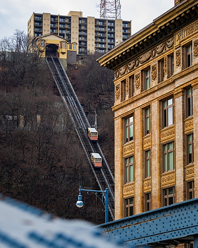 A photo of the Monongahela Incline in winter 2024